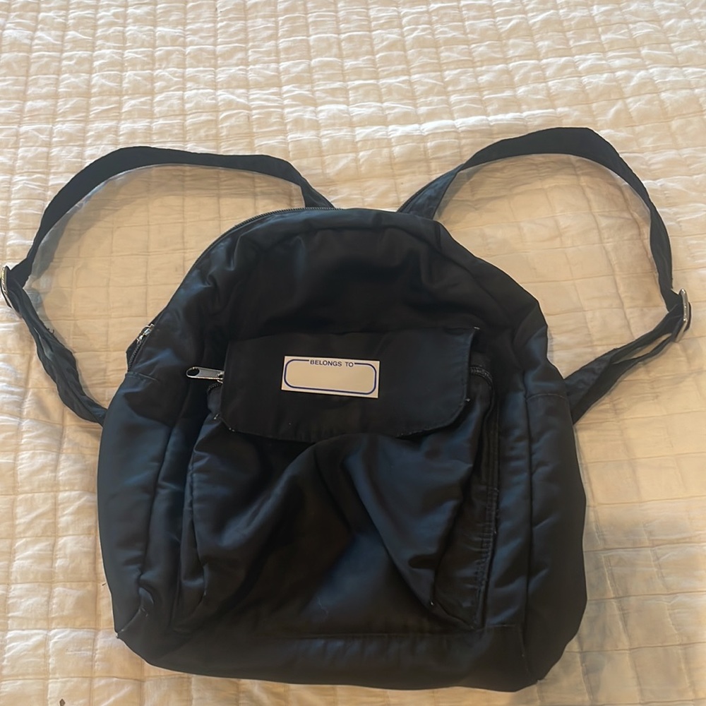 Lands End backpack black school book bag diaper zipper pockets nylon